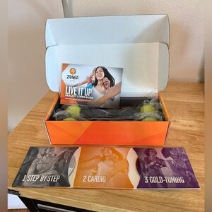Zumba Gold Live it Up Set, Seniors, Incl 3 DVD’s, Brochure & 2 Shakers, Unused